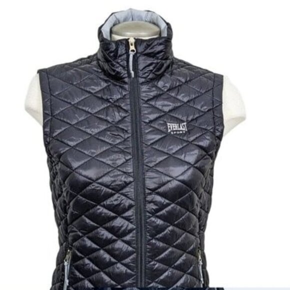 Everlast Quilted Puffer Vest Womens Small Full Zip Black Pockets Lightweight - Picture 1 of 7